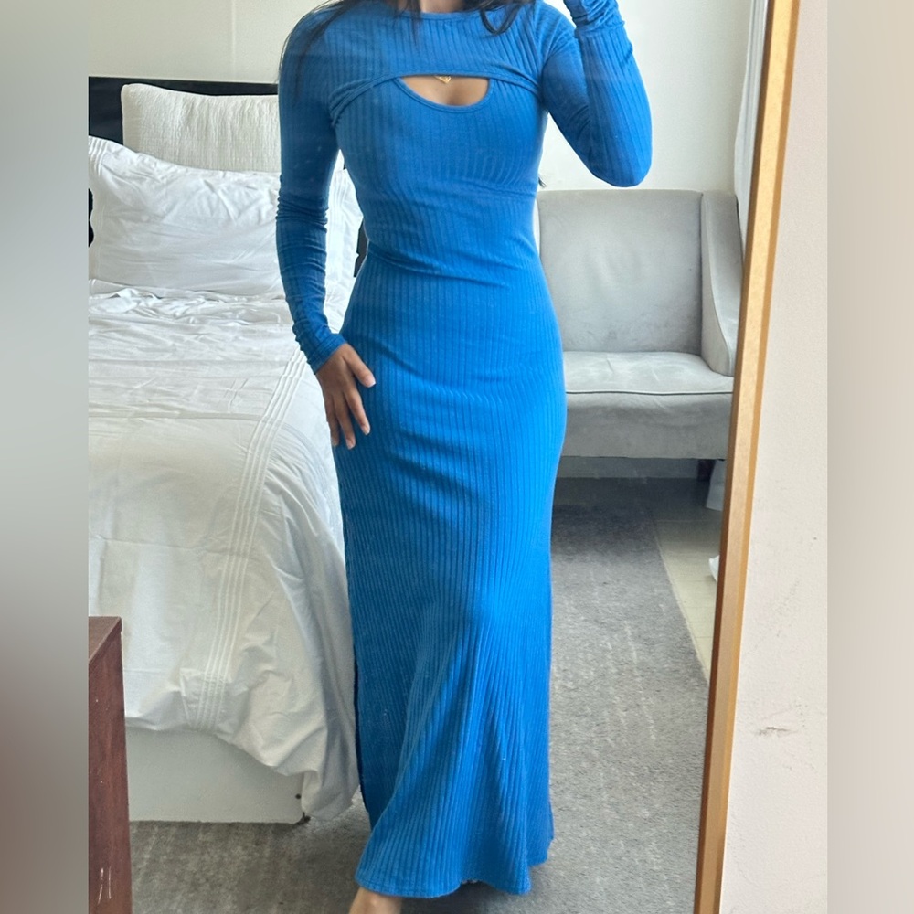 Topshop Vibrant Blue Cutout Maxi Dress